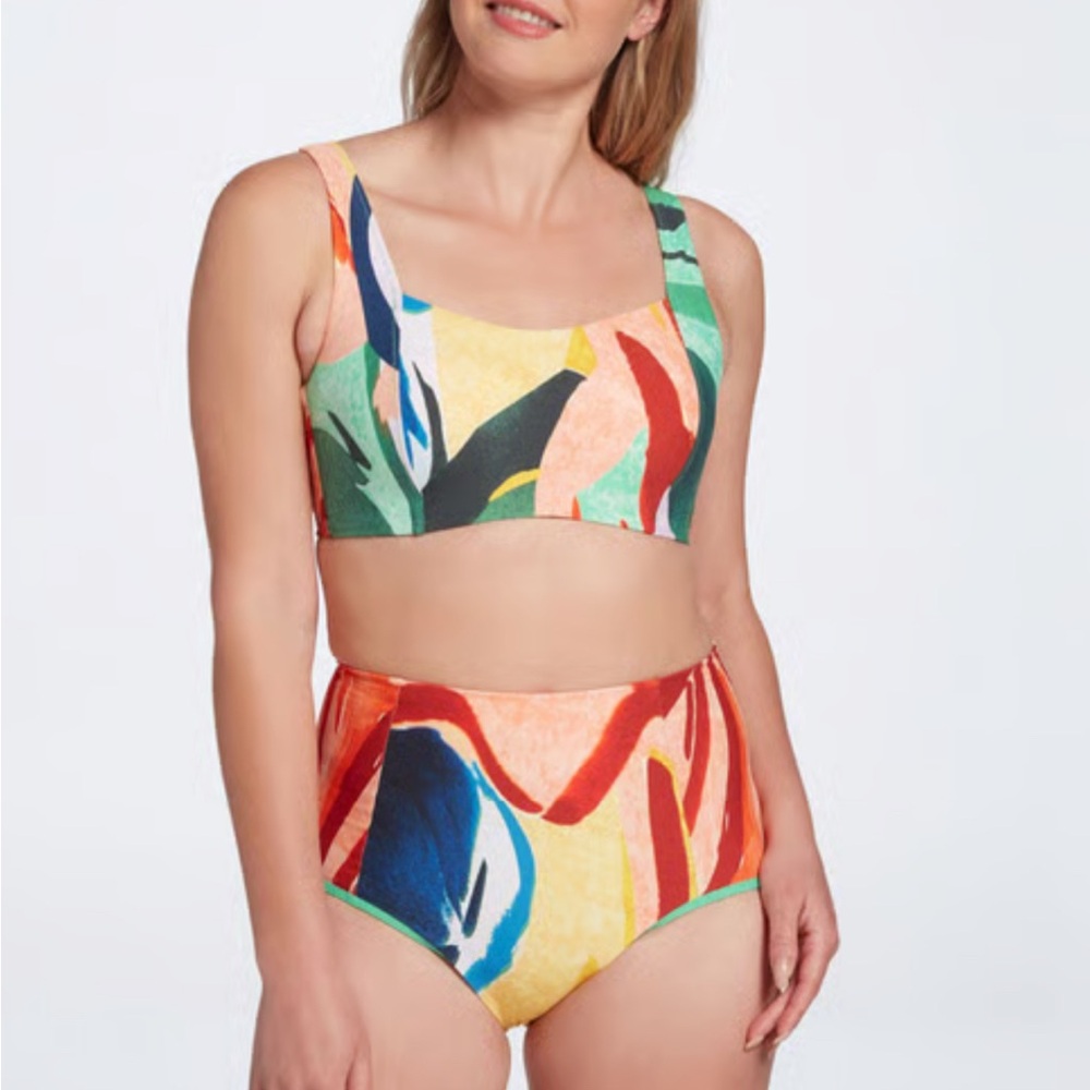 Calia Women’s painterly multi color swim set small